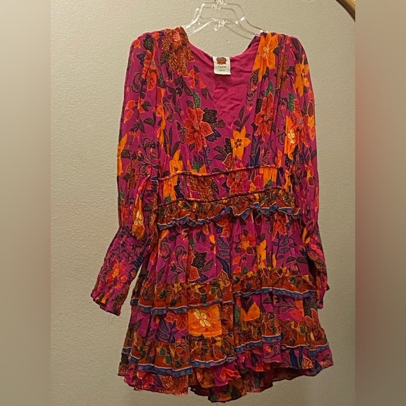 FARM RIO Tropical Tapestry Long-Sleeve Minidress Size M - Picture 2 of 16